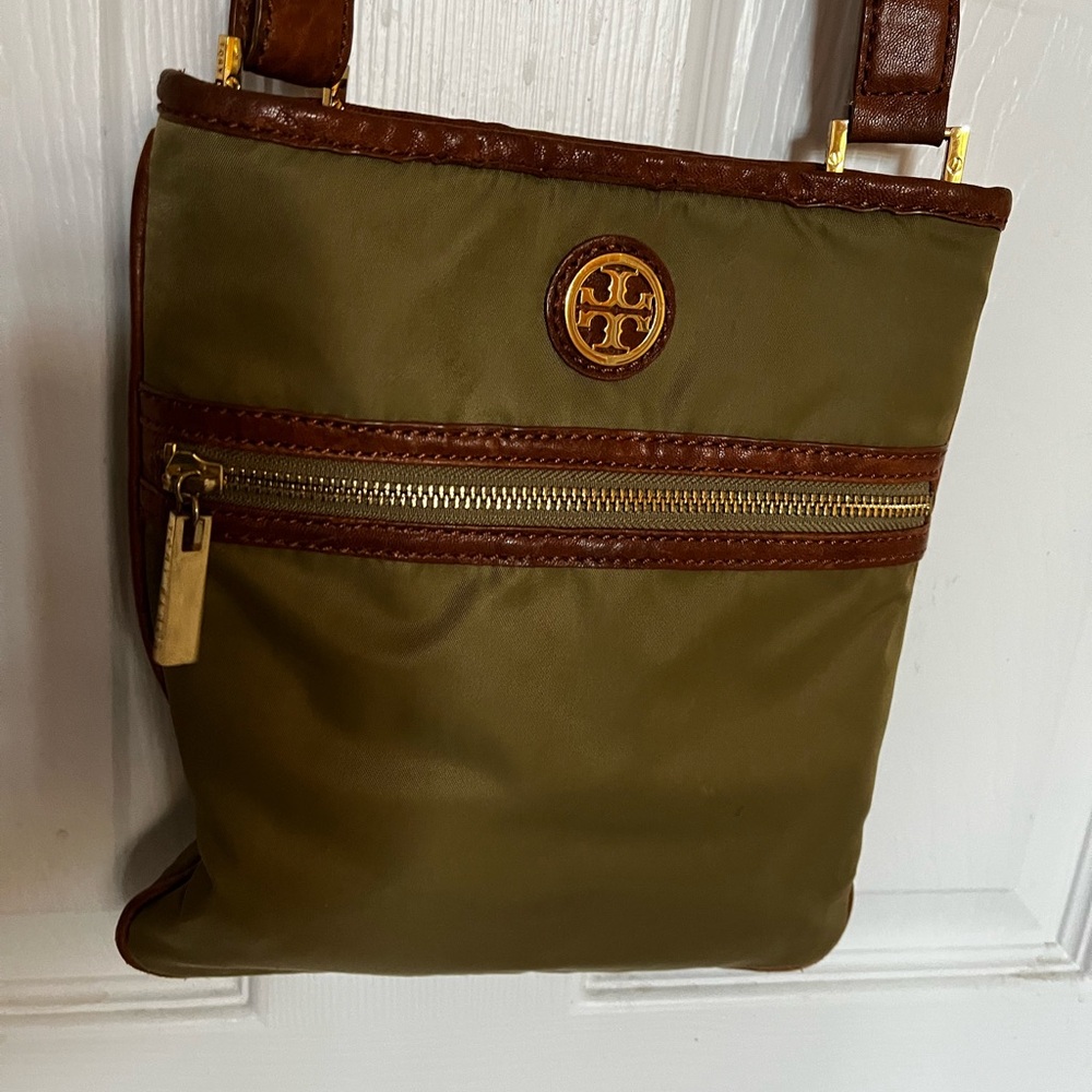 Tory Burch Olive and Brown Crossbody Bag
